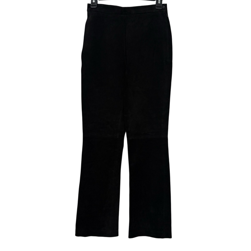 VTG Black Calf Suede Leather Pants - Bootcut Side Zip Closure (Size 0)